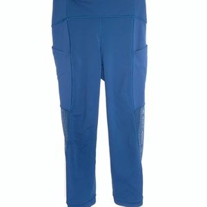 Crop Blue Lululemon leggings with side pockets